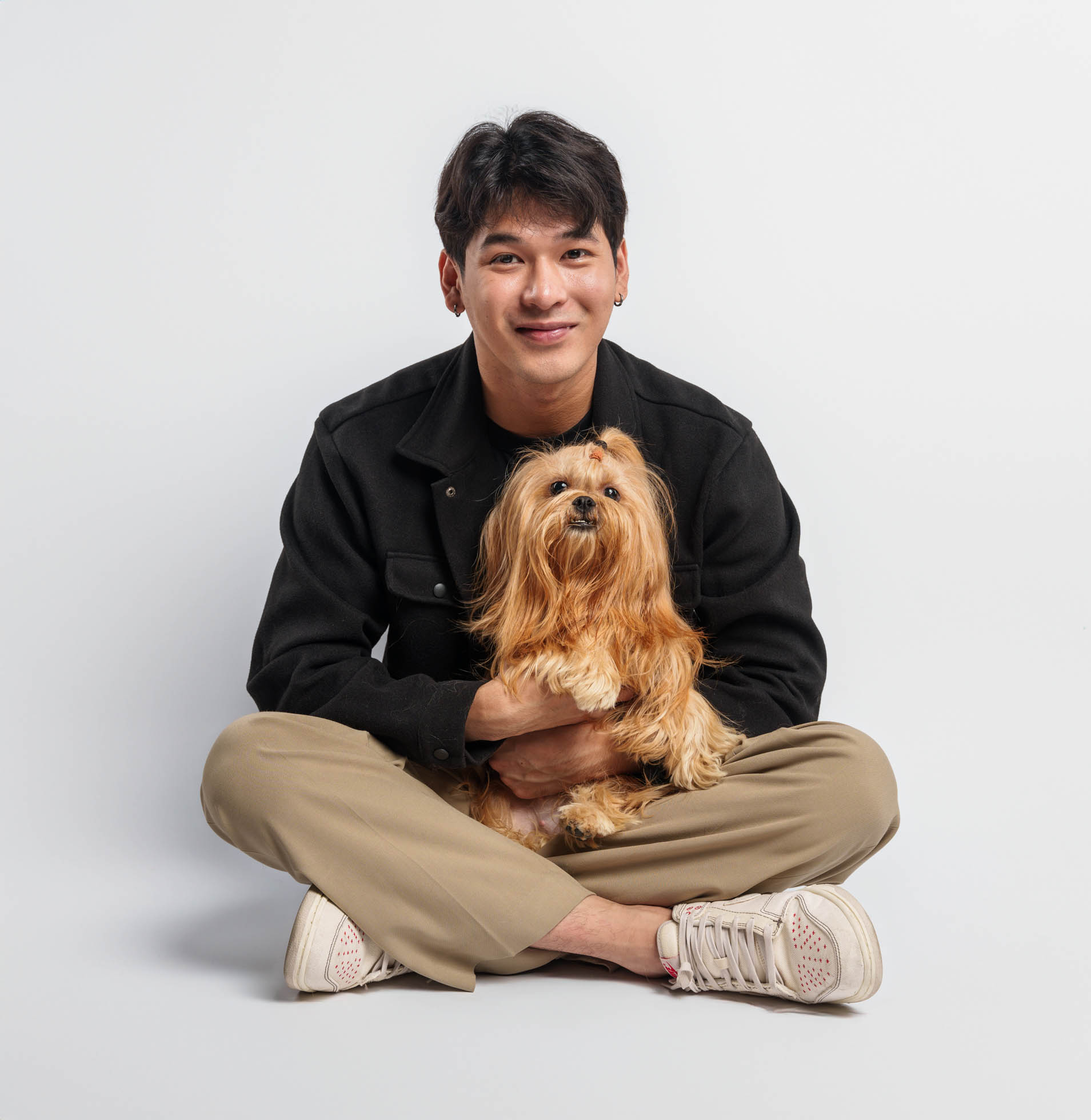 Shih Tzu pet portrait with human